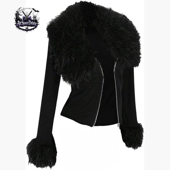 Jackets & Blazers - Faux Fur Jacket Zip Up Long Sleeve Aviator Coat Women's Outerwear